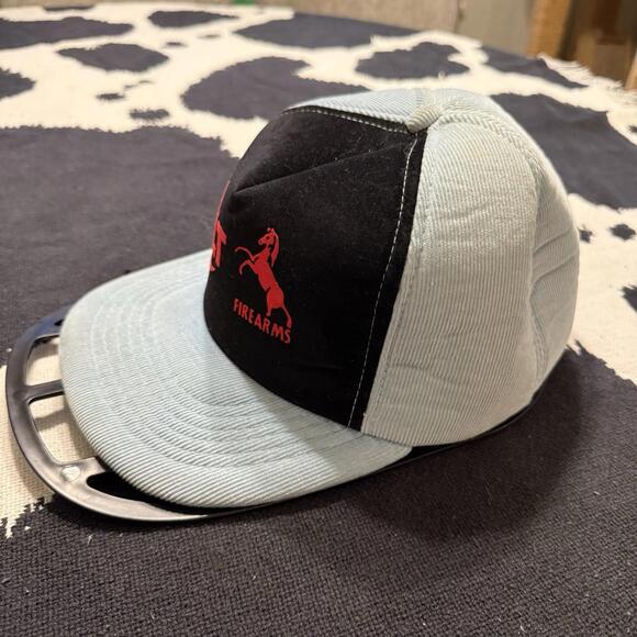 Vintage 70s RARE Colt Firearm Blue Corduroy Snapback Mesh Trucker Hat/Cap OSFA - Picture 3 of 6